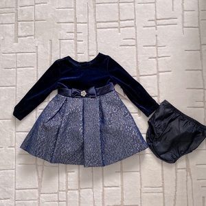 Chic baby girl dress velvet and jacquard